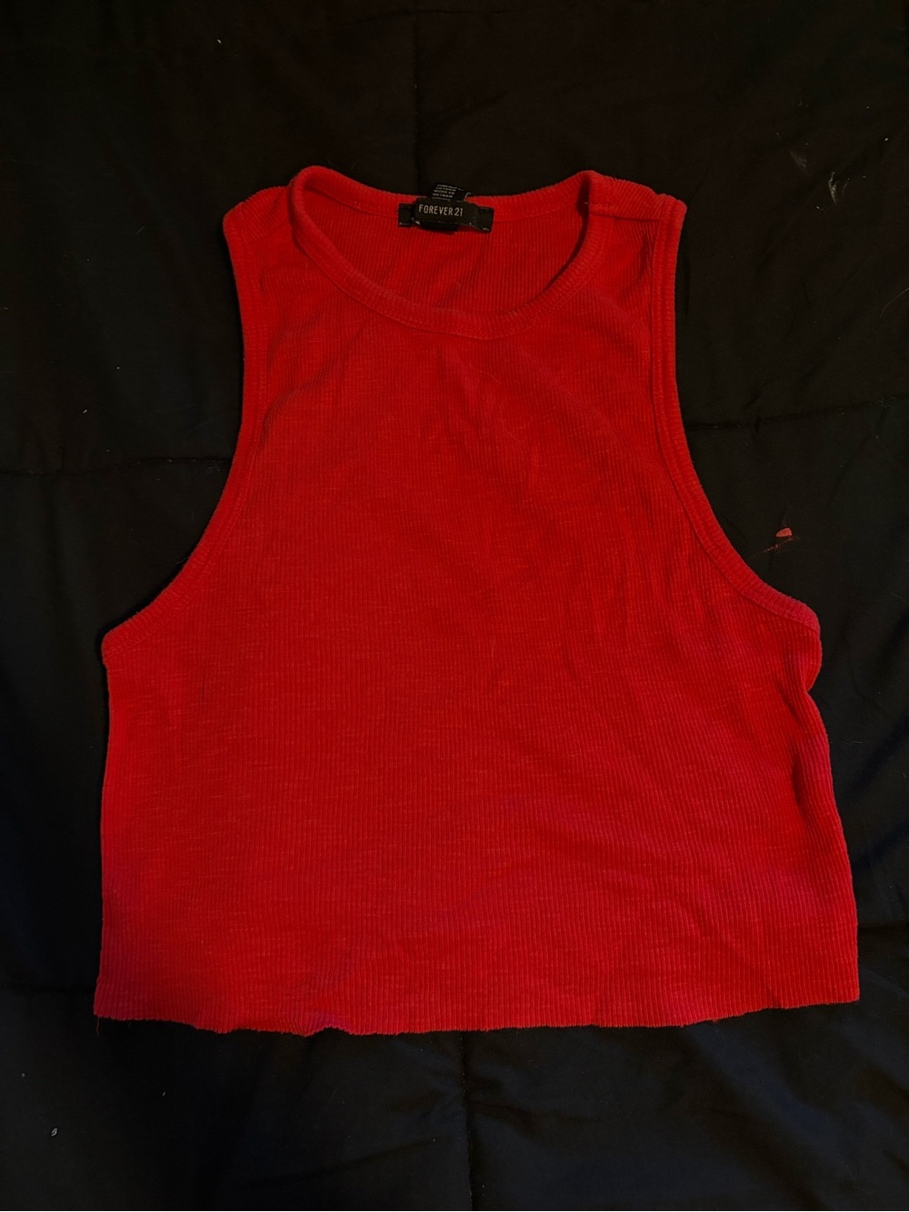 Forever 21 Bright Red Ribbed Crop Tank
